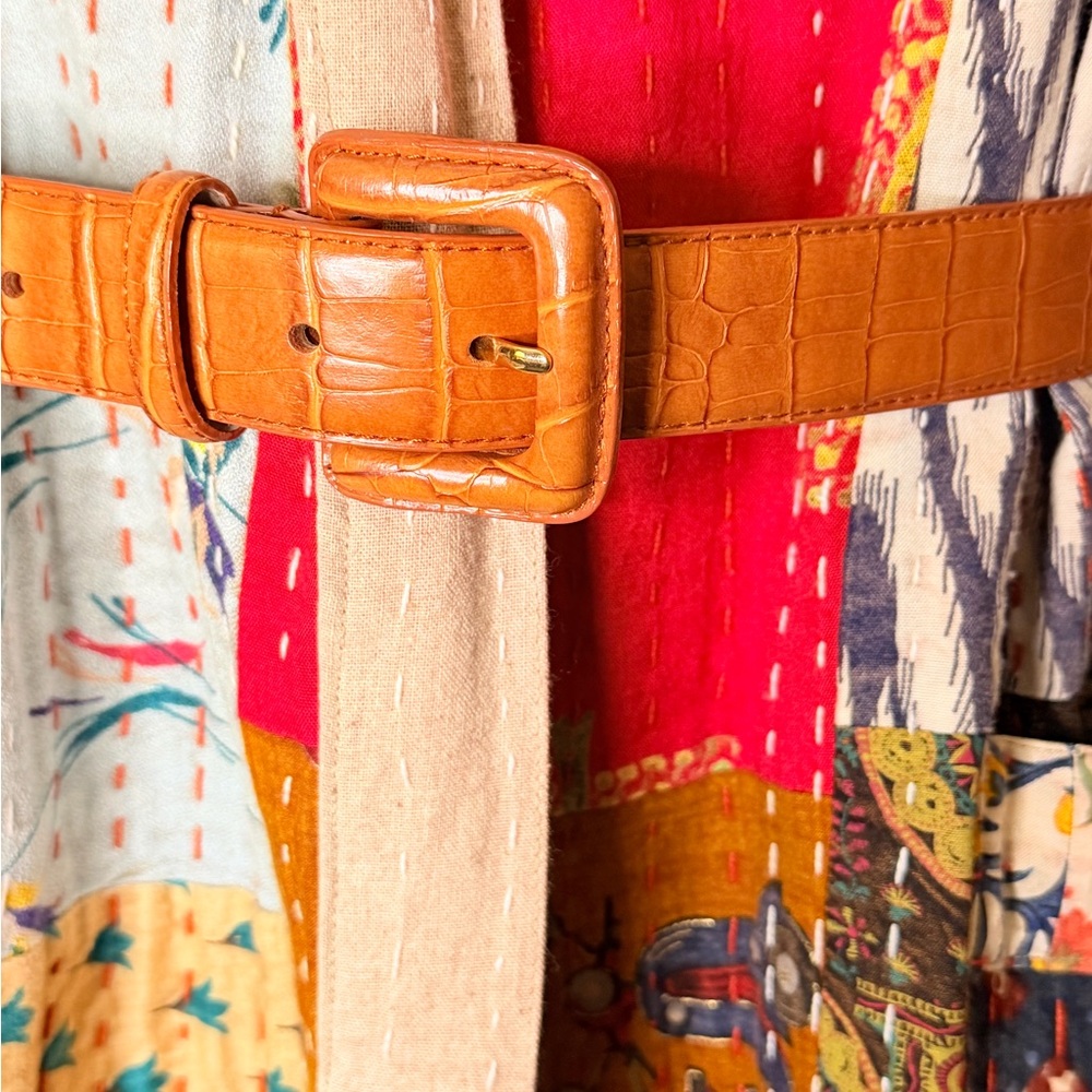 Source Unknown Multicolor Patchwork Robe With Belt - image 6